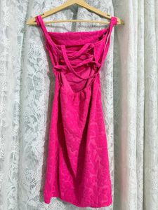 Vibrant Pink Textured Mini Dress