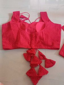 Red Embroidered Padded Blouse