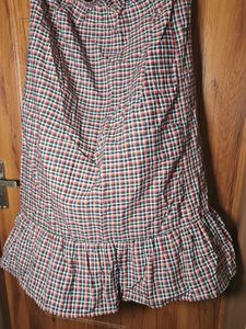 Free delivery - Checked Midi Skirt with Ruffle Hem