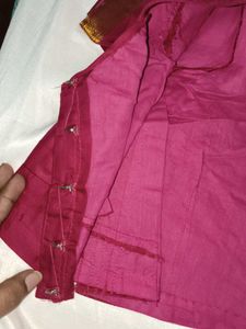 Elegant Maroon &amp; Pink Silk Saree with blouse