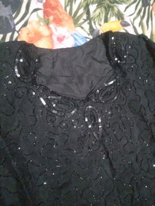Sparkly Black Embellished Blouse