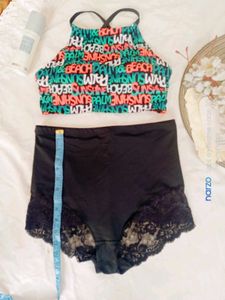 Trendy Bikini Set with Lace Trim