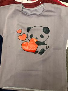Cute Navy Blue T-Shirt with Cartoon Print