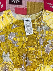 Women floral printed yellow top