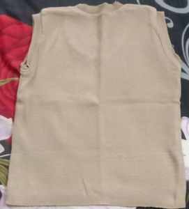 Classic Tan Ribbed Sleeveless sweater