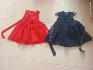 Adorable Girls' Party Dresses - Red &amp; Blue Set