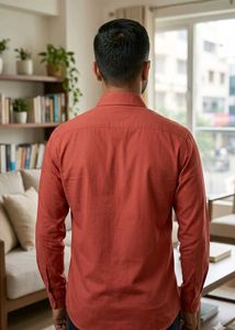Men's Rust Colored Button-Down Shirt