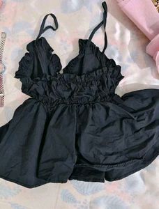 Black Ruffle Peplum Top