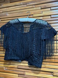 Stunning Black Fringed Blouse