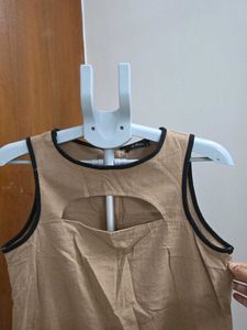Chic Tan Cut-Out Sleeveless Top