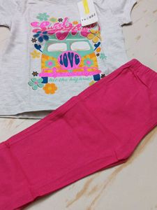4-6 year Girl's Outfit: Graphic Tee &amp; Cropped Pant