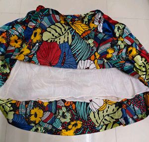 Vibrant Floral Print Boho Midi Skirt