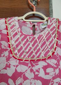 Girls Pink &amp; White Kurta Sharara Set (8-10years)