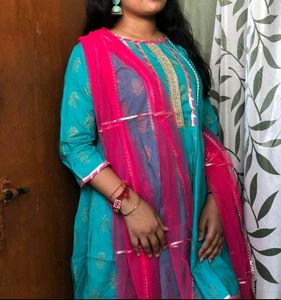 Stylum Turquoise Kurta Sharara Set With Dupatta