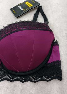 Elegant Purple Lace Trim Bra