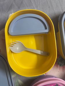 Yellow Lunch Box with Utensils