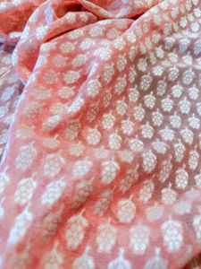 100% Pure silk peach Khaddi Georgette