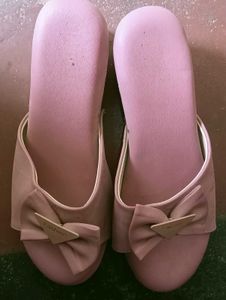 Pink Bow Slip-On Slides Soft Comfortable Women's