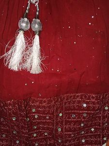 Maroon Sequined Top and Lehenga Skirt