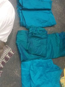 Turquoise blouse material with Fringes