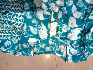 Teal Floral Kurta Set