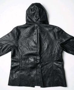 Black Hooded 100% Leather Jacket