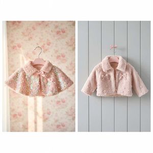 Chic Pink Sequined Cape & Jacket Set