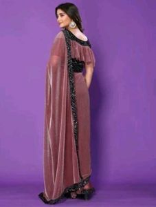 Elegant Mauve Velvet Saree