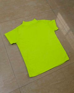 Neon Yellow Mock Neck Tee 📍Free Delivery