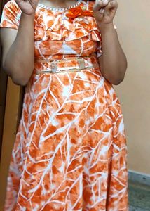 Orange & White Dress