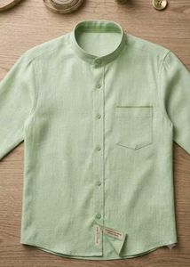 Light Green Poly-Cotton Shirting Fabric - 2 Meters