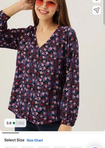 dressberry Floral Print V-Neck Button-Up Top
