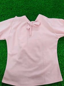 Pink Ruffle top with Embellished Sleeves