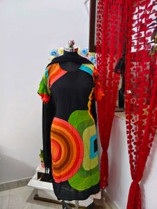 Unique Black Kurta Set with Colorful Print