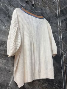 Cream Ribbed Knit Top for Women