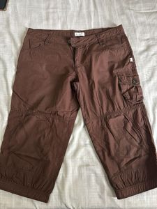 Brown Cargo Cropped Pants