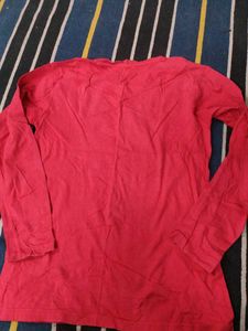 Red Graphic Print Long Sleeve Tee