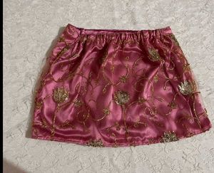 Embellished Pink Silk mini Skirt