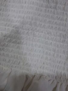 White Smocked Puff Sleeve Top