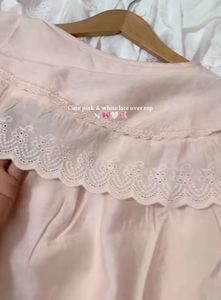 Pink Lace Bow over top