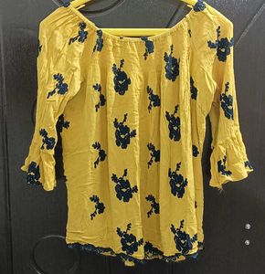 Yellow Floral Off-Shoulder Top