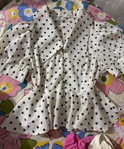 Chic Polka Dot Peplum Top