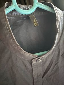 UCB Men's Black Band Collar Shirt
