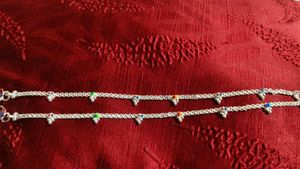 Silver Anklets with Colorful Stones