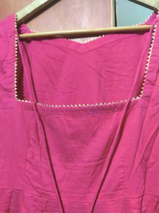 Bunaai Coral Peach Gota Work Anarkali Set