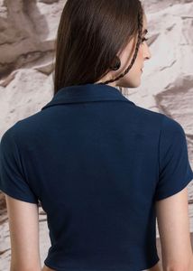 Stylish Navy Blue Polo Neck Top