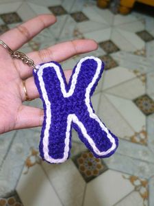 Handmade Crocheted Letter K Keychain