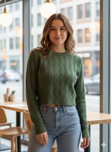 Green Cropped Sweater