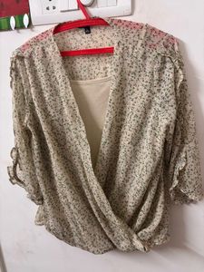 Sheer Floral Wrap Top with Camisole