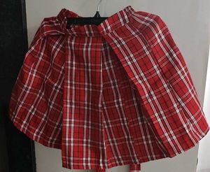 Red Plaid Skater with Suspenders Skirt